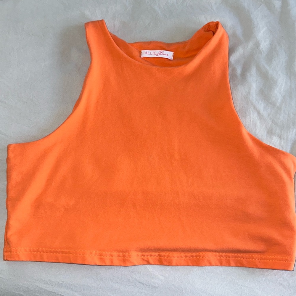 Allie Allure Boutique Orange Halter Cropped Top